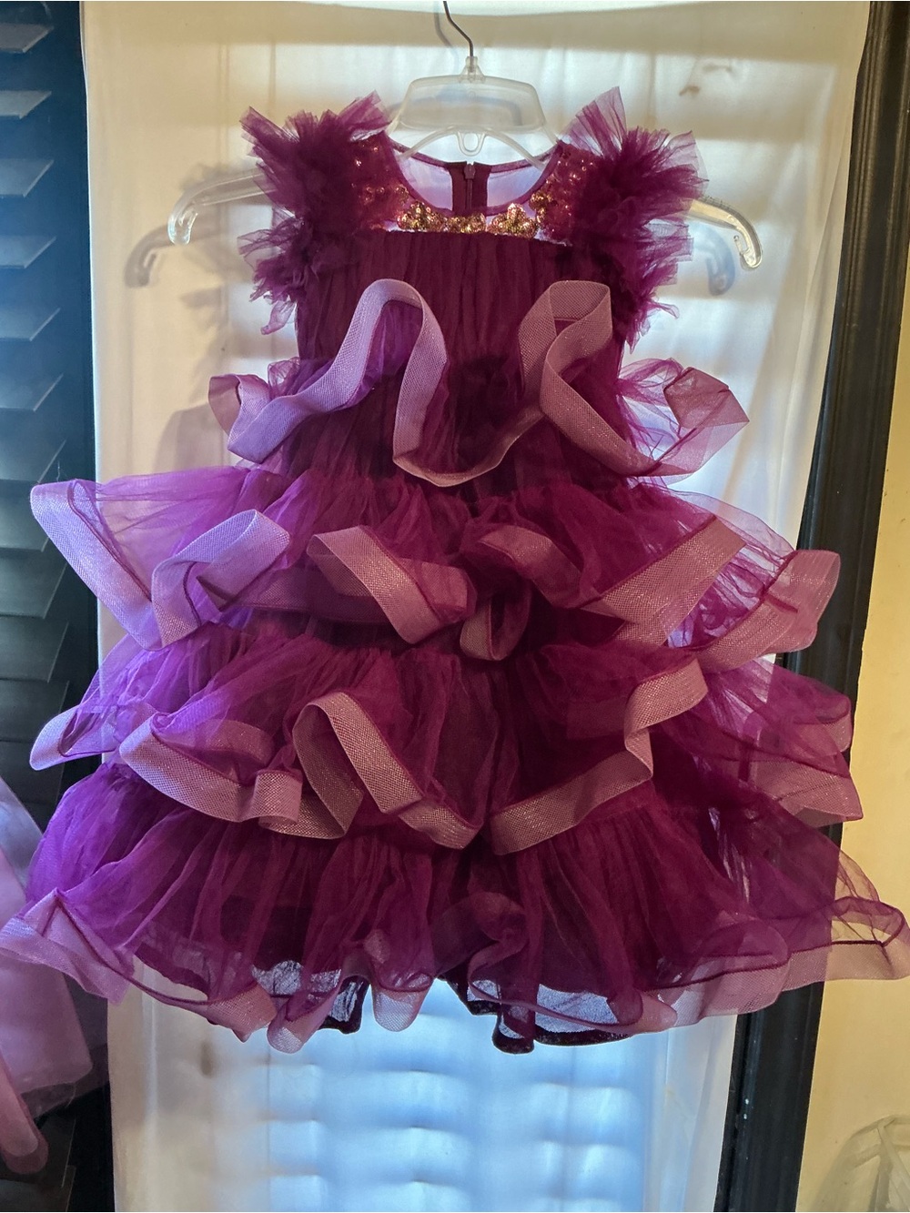 Fashion Totz Purple Ruffle Tulle Infant Pageant Cupcake Dress 9M 12M